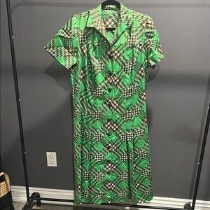 Green Geometric Patterned Dress